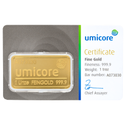 Goudbaar Umicore 31,1 gram met certificaat
