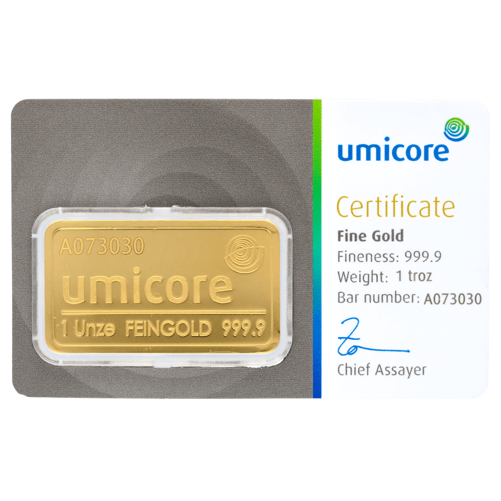 Goudbaar Umicore 31,1 gram met certificaat