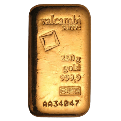 Koop een gecertificeerde goudstaaf van Valcambi 250 gram bij Goudwisselkantoor