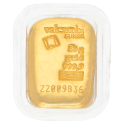 Koop een gecertificeerde goudbaar van Valcambi 50 gram bij Goudwisselkantoor