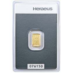 Goudbaar Heraeus 1 gram met certificaat