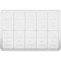 Zilverbaar kopen van 10 x 10 gram bij Goudwisselkantoor